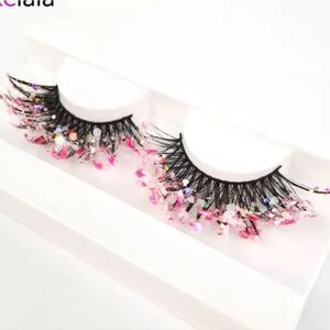 NWOT Fancy Glitter Lashes with Rhinestones - Pink